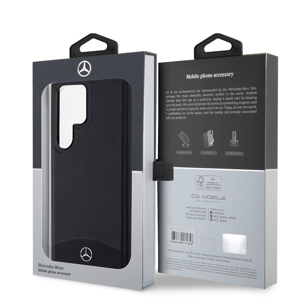 Mercedes Benz Galaxy S24 Ultra Orjinal Lisanslı M-safe Şarj Özellikli Deri Dokumalı Sade Kılıf