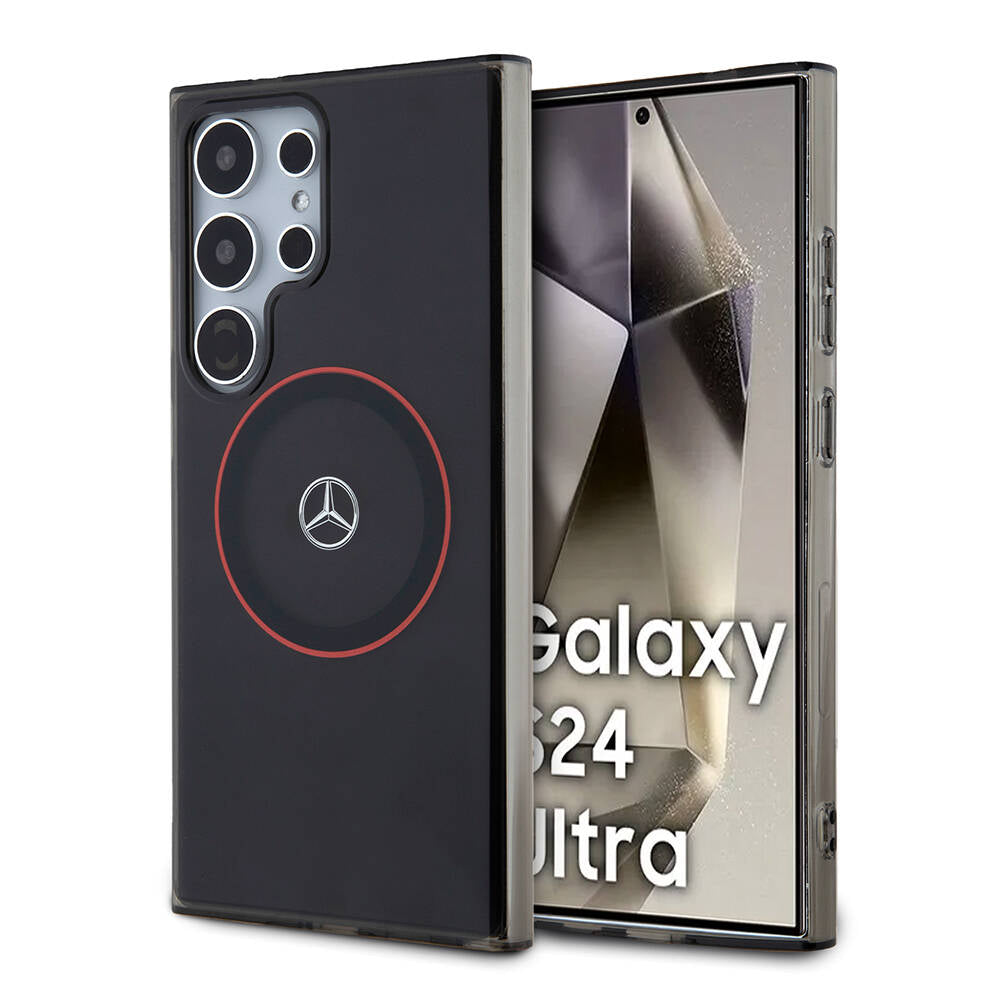 Mercedes Benz Galaxy S24 Ultra Orjinal Lisanslı IML Yıldız Logolu Red Ring Magsafe Kılıf