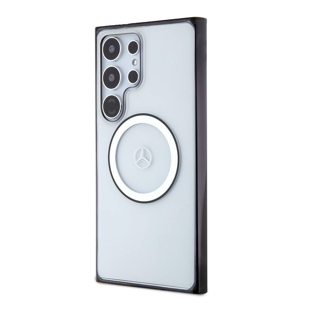 Mercedes Benz Galaxy S24 Ultra Orjinal Lisanslı M-safe Şarj Özellikli PC TPU Transparan Black Ring Kılıf