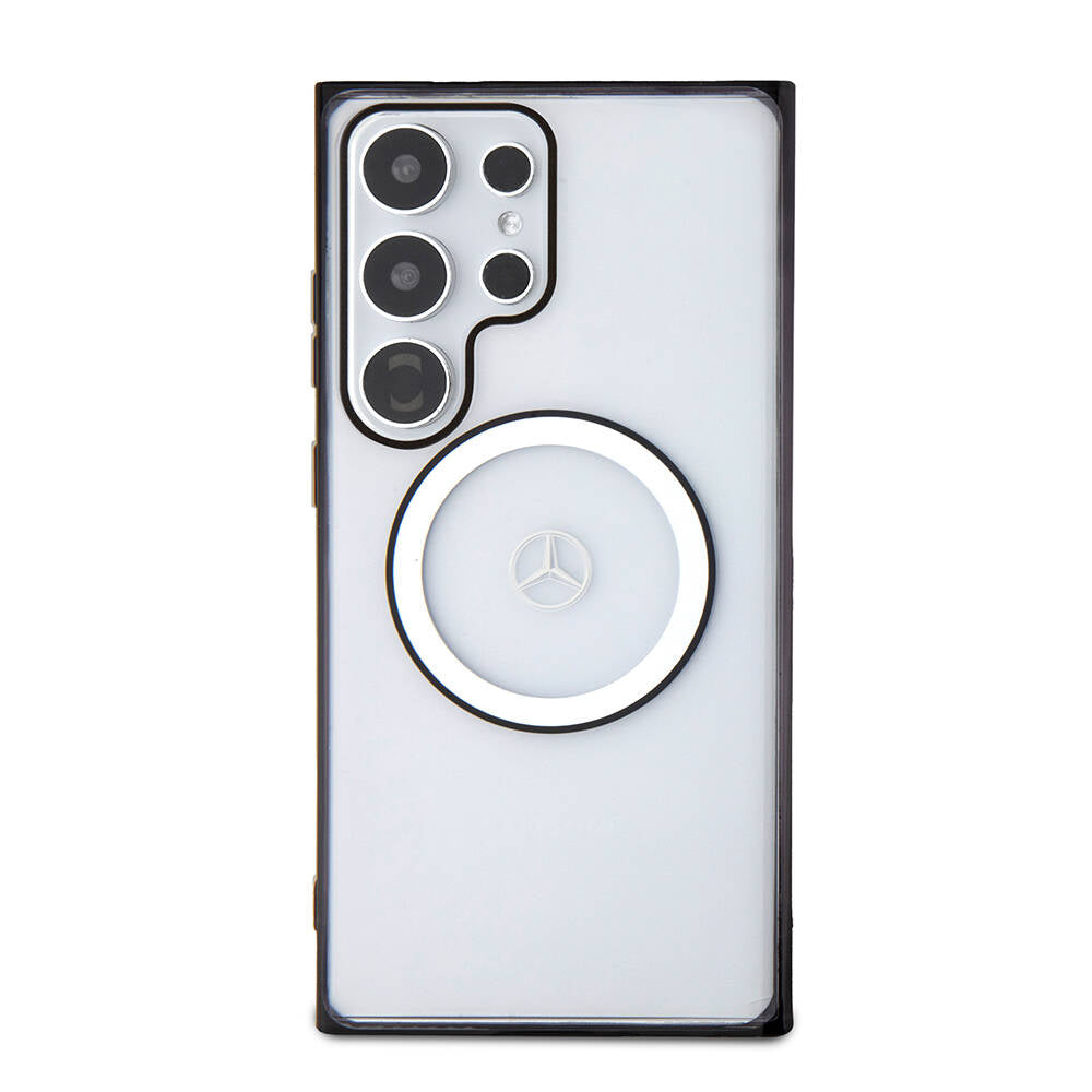 Mercedes Benz Galaxy S24 Ultra Orjinal Lisanslı M-safe Şarj Özellikli PC TPU Transparan Black Ring Kılıf