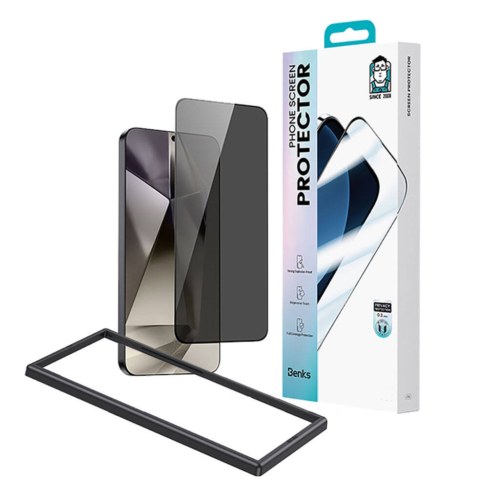 Benks Ultra Shield Galaxy S25 0.3mm Privacy Ekran Koruyucu + Kolay Uygulama Aparatlı