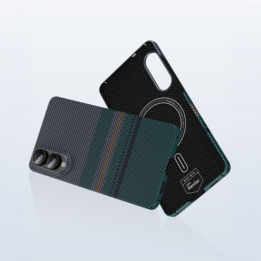 Benks Aurora ArmorAir Kevlar Galaxy S25 Edge Kılıf M-safe Karbon Fiber Tasarımlı Telefon Kılıfı