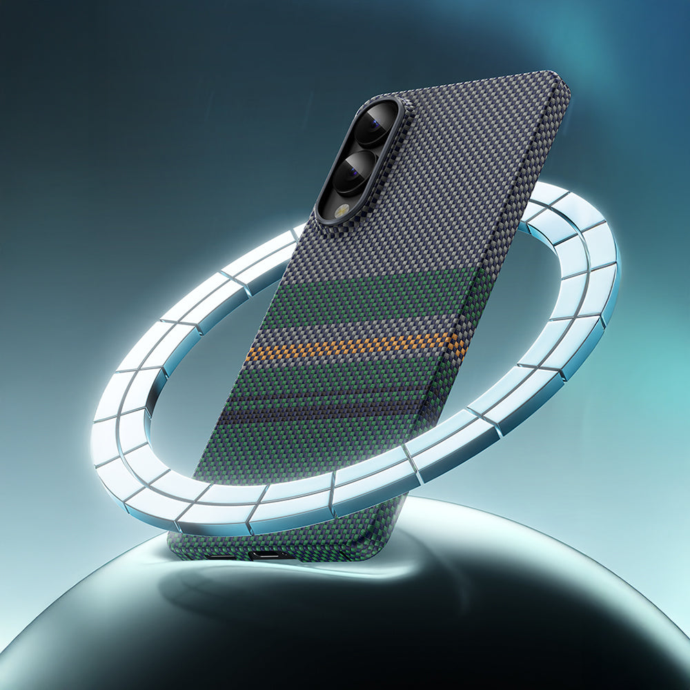 Benks Aurora ArmorAir Kevlar Galaxy S25 Edge Kılıf M-safe Karbon Fiber Tasarımlı Telefon Kılıfı
