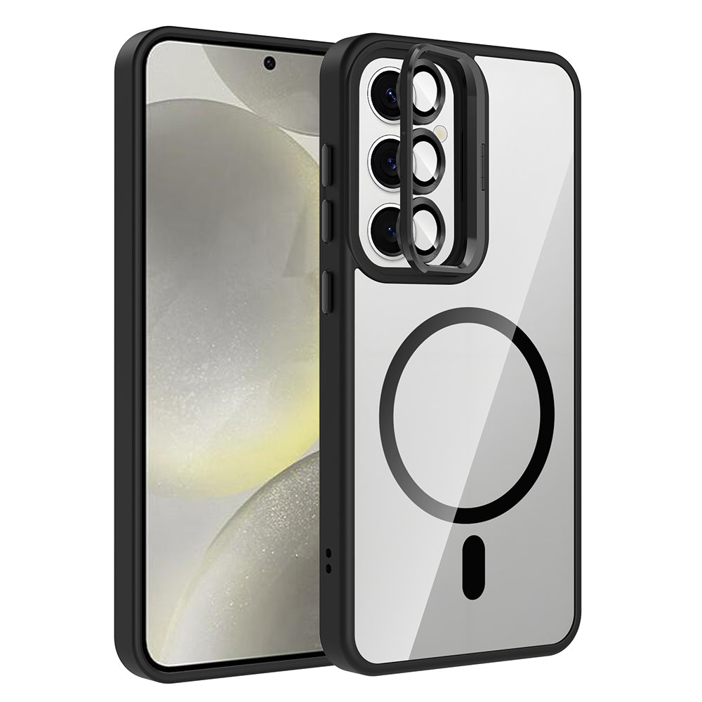 Cepax Galaxy S25 FE Standlı ve Kamera Lens Hediyeli M-Safe Şarj Özellikli Etro Kılıf