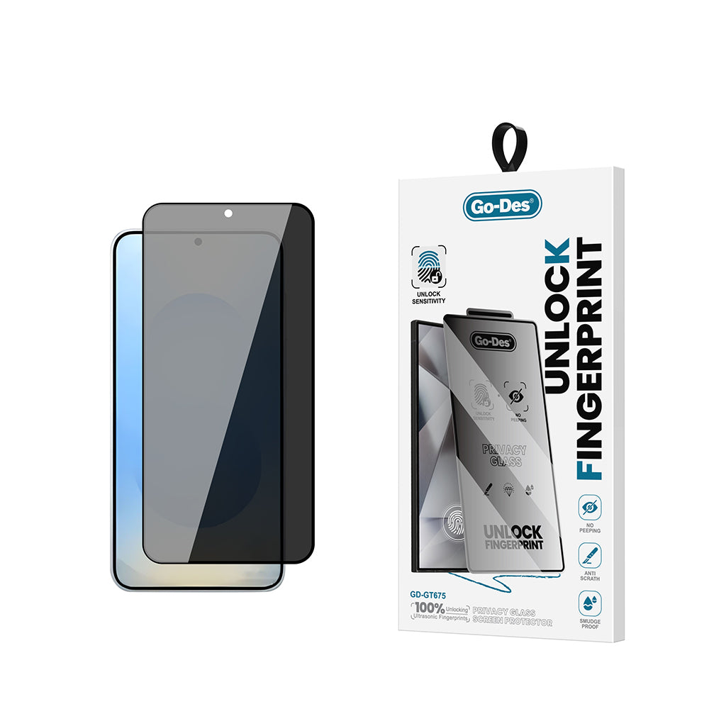 Go Des GD-001 Galaxy S25 Parmak İzi Bırakmayan Privacy 9H Temperli HD Cam Hayalet Ekran Koruyucu