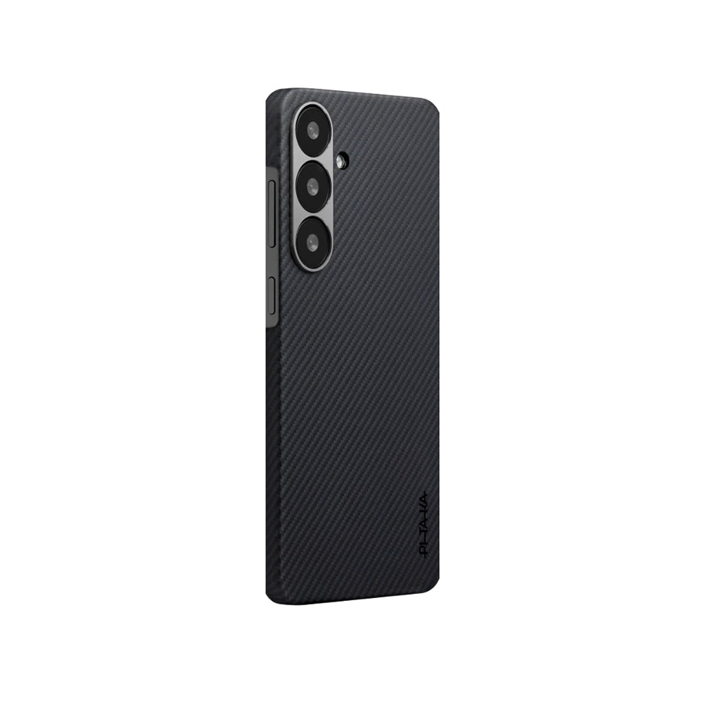 Pitaka Ultra-Slim Classic Serisi Galaxy S25 Magsafe Şarj Özellikli 600D Aramid Fiber Black-Grey Twill Kılıf