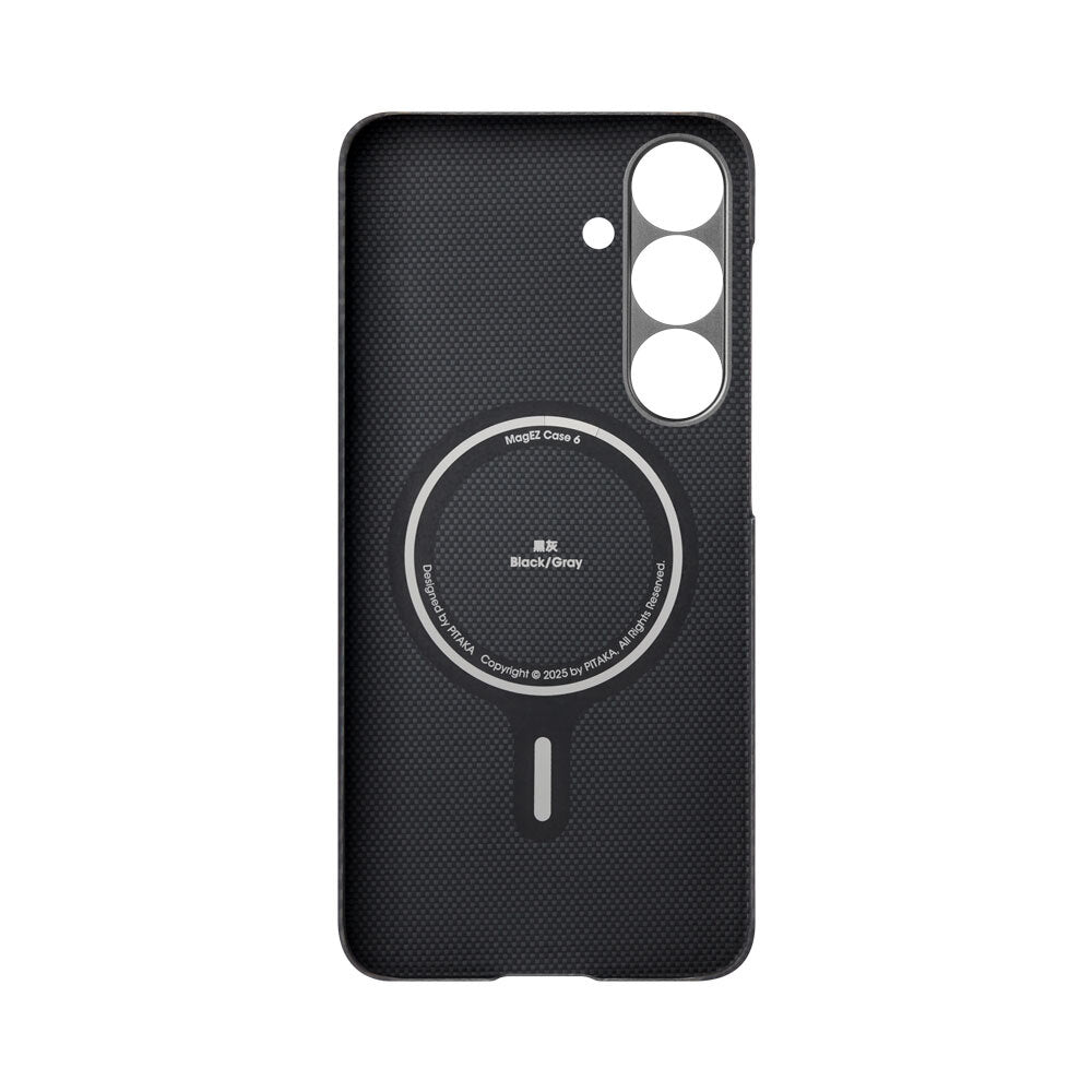 Pitaka Ultra-Slim Classic Serisi Galaxy S25 Magsafe Şarj Özellikli 600D Aramid Fiber Black-Grey Twill Kılıf