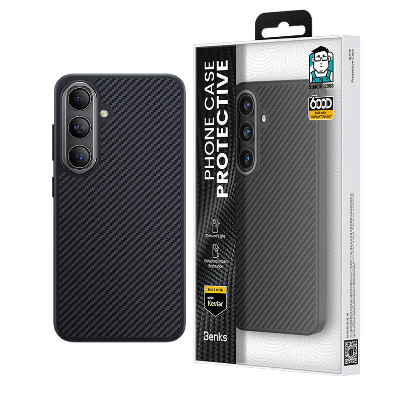 Benks Hybrid ArmorPro 600D Galaxy S25 Plus Karbon Fiber M-safe Kevlar Telefon Kılıfı