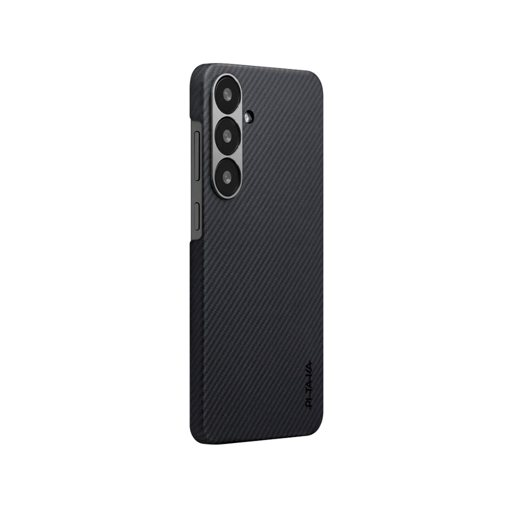 Pitaka Ultra-Slim Classic Serisi Galaxy S25 Plus M-safe Şarj Özellikli 600D Aramid Fiber Black-Grey Twill Kılıf