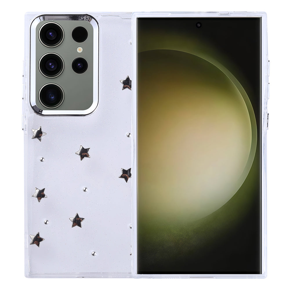 Cepax Galaxy S25 Ultra Airbag Tasarımlı Simli Şeffaf Kutup Kılıf