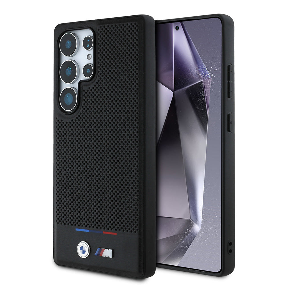 BMW Galaxy S25 Ultra Orjinal Lisanslı M Logolu Bottom Üç Çizgili Delikli PU Deri M-safe Kılıf