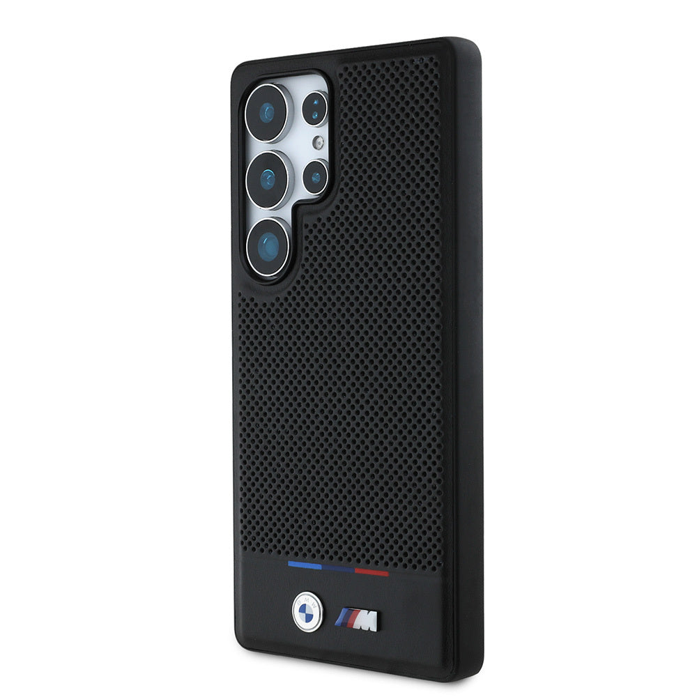 BMW Galaxy S25 Ultra Orjinal Lisanslı M Logolu Bottom Üç Çizgili Delikli PU Deri M-safe Kılıf