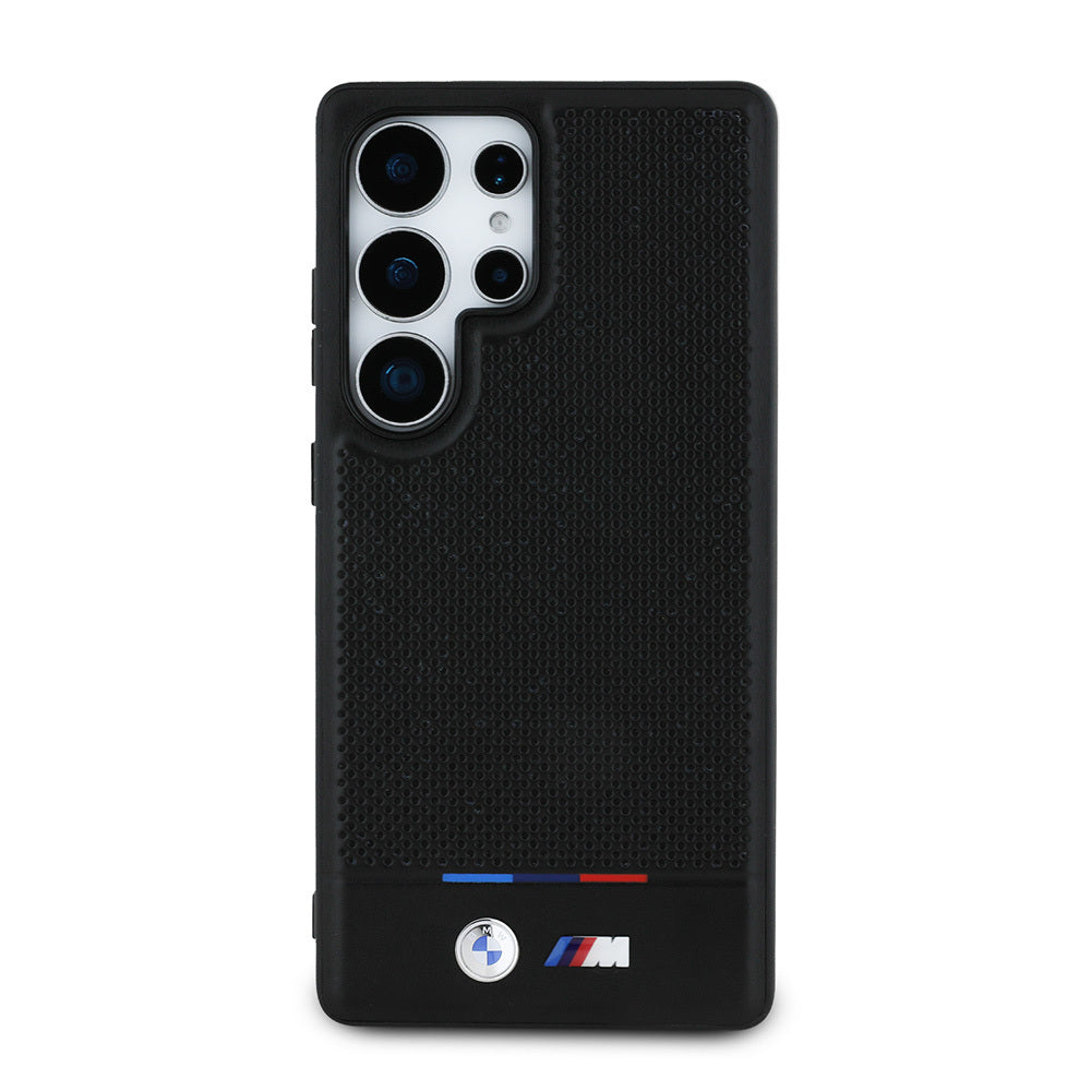 BMW Galaxy S25 Ultra Orjinal Lisanslı M Logolu Bottom Üç Çizgili Delikli PU Deri M-safe Kılıf