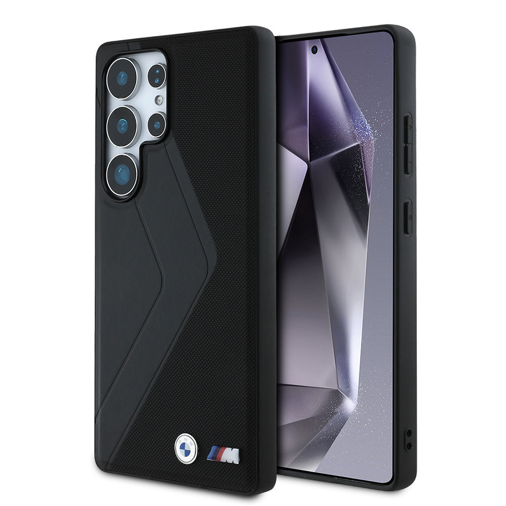 BMW Galaxy S25 Ultra Orjinal Lisanslı M Logolu Oversize Çizgili PU Deri M-safe Kılıf