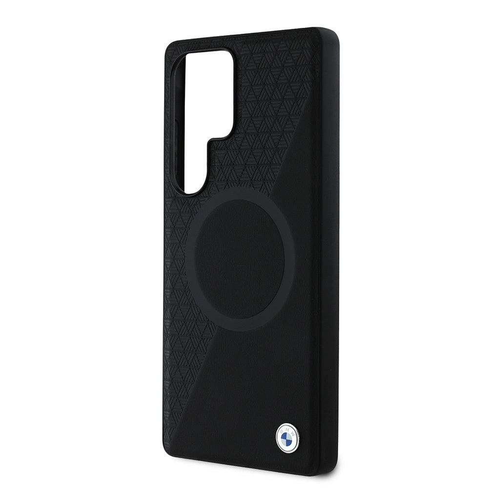 BMW Galaxy S25 Ultra Orjinal Lisanslı M-safe Metal Logolu Yarım Dokulu Circle Deri Kılıf