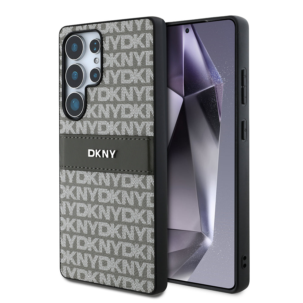 DKNY Galaxy S25 Ultra Kılıf Orjinal Lisanslı Kartlıklı 3D Yazılı Repeat Texture Pattern Kılıf