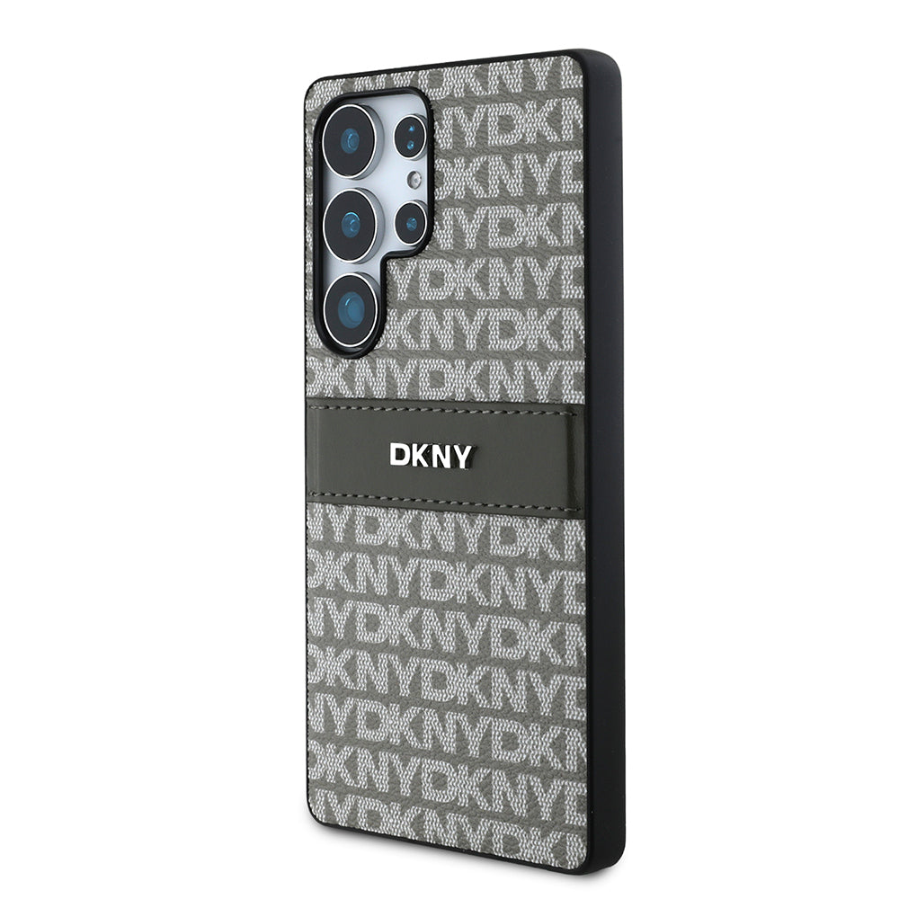DKNY Galaxy S25 Ultra Kılıf Orjinal Lisanslı Kartlıklı 3D Yazılı Repeat Texture Pattern Kılıf