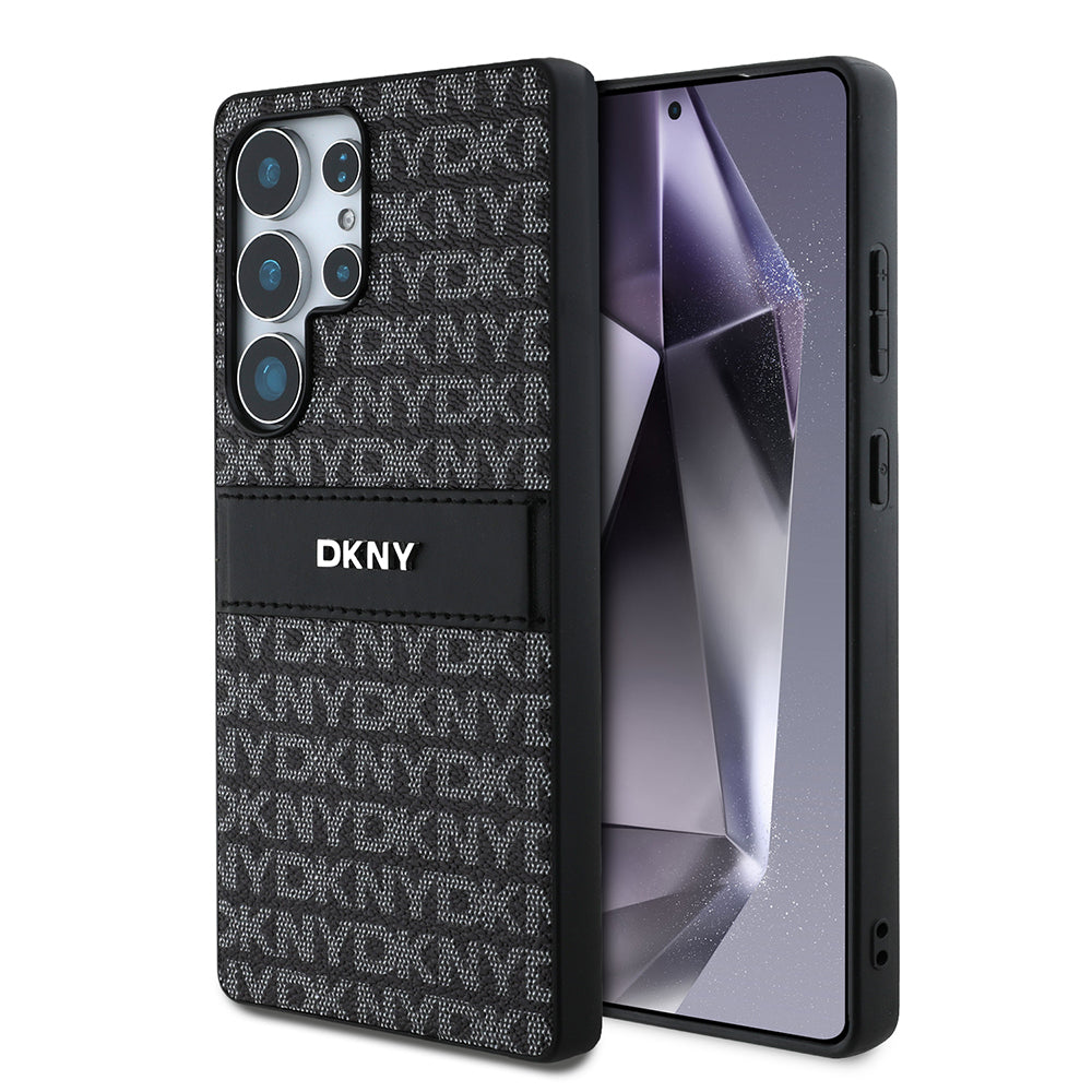 DKNY Galaxy S25 Ultra Kılıf Orjinal Lisanslı Kartlıklı 3D Yazılı Repeat Texture Pattern Kılıf