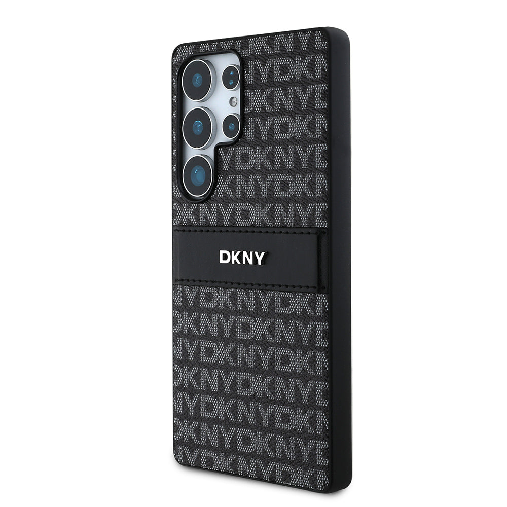 DKNY Galaxy S25 Ultra Kılıf Orjinal Lisanslı Kartlıklı 3D Yazılı Repeat Texture Pattern Kılıf