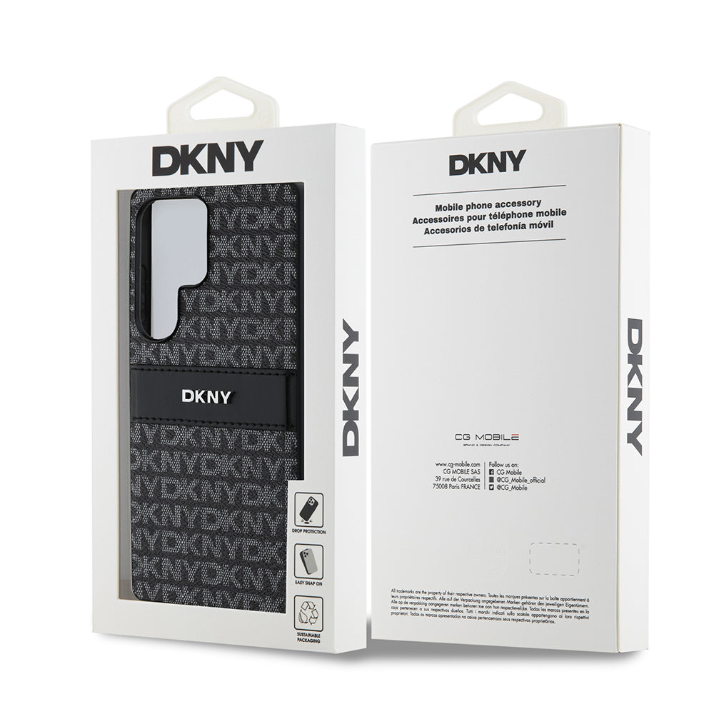 DKNY Galaxy S25 Ultra Kılıf Orjinal Lisanslı Kartlıklı 3D Yazılı Repeat Texture Pattern Kılıf