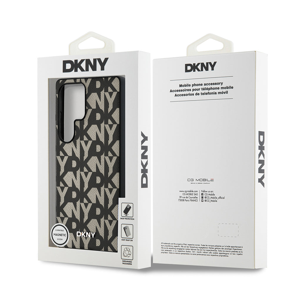 DKNY Galaxy S25 Ultra Orjinal Lisanslı Magsafe 3D Yazılı Grid Pattern Kılıf
