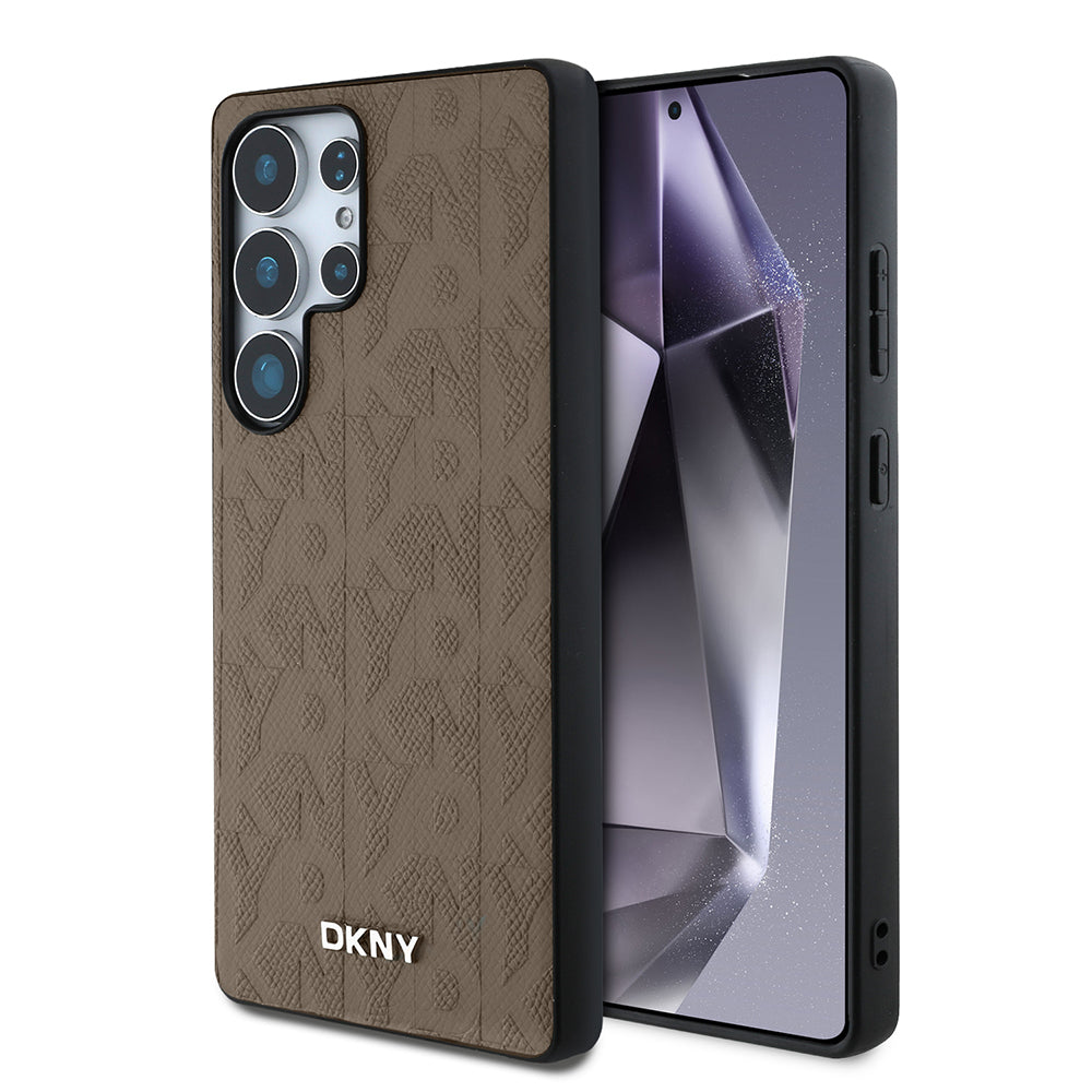 DKNY Galaxy S25 Ultra Orjinal Lisanslı Magnetik PU Deri Grid Pattern Kılıf