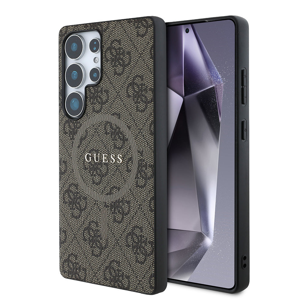 Guess Galaxy S25 Ultra Orjinal Lisanslı PU Halkalı 4G Desenli Yazı Logolu M-safe Kılıf