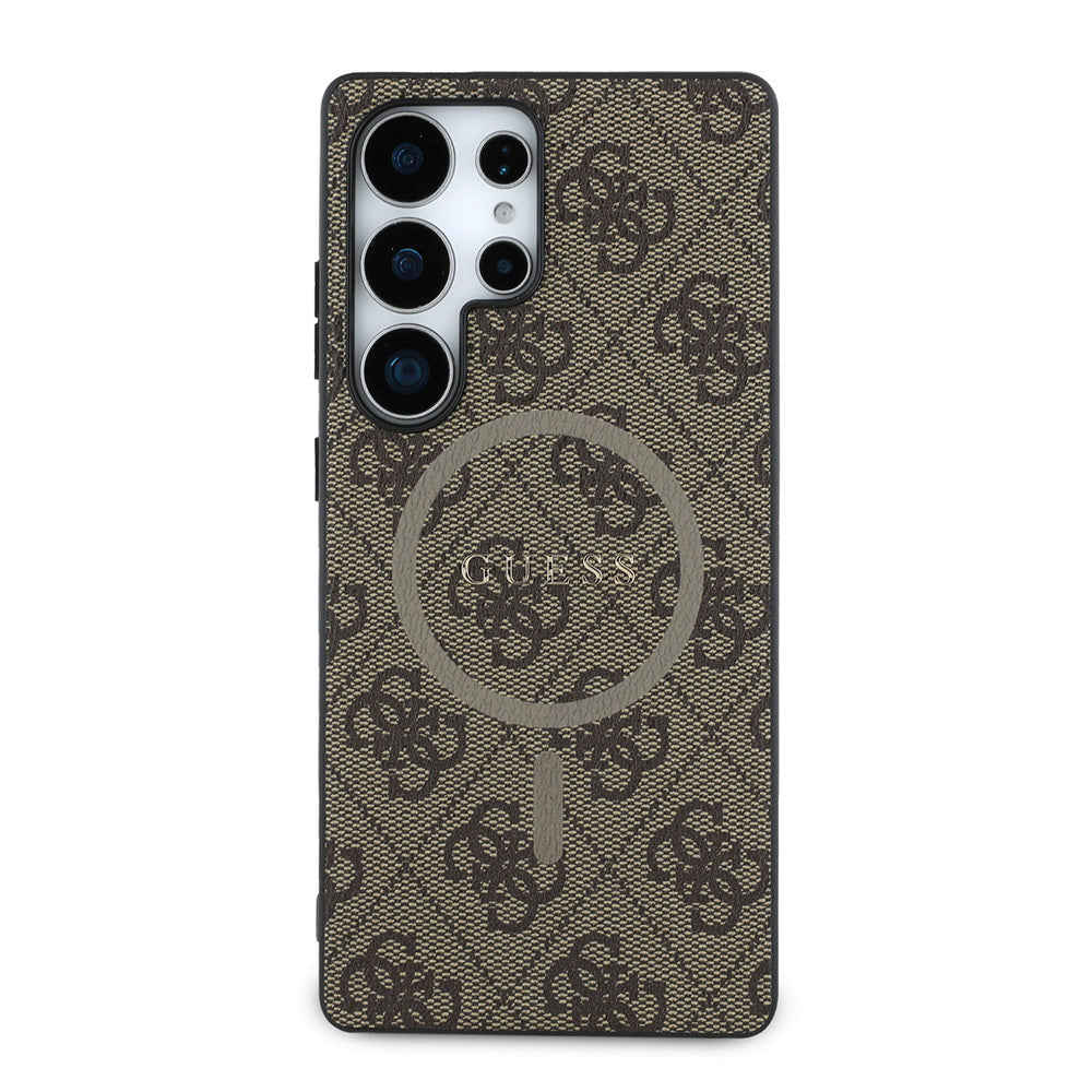 Guess Galaxy S25 Ultra Orjinal Lisanslı PU Halkalı 4G Desenli Yazı Logolu M-safe Kılıf