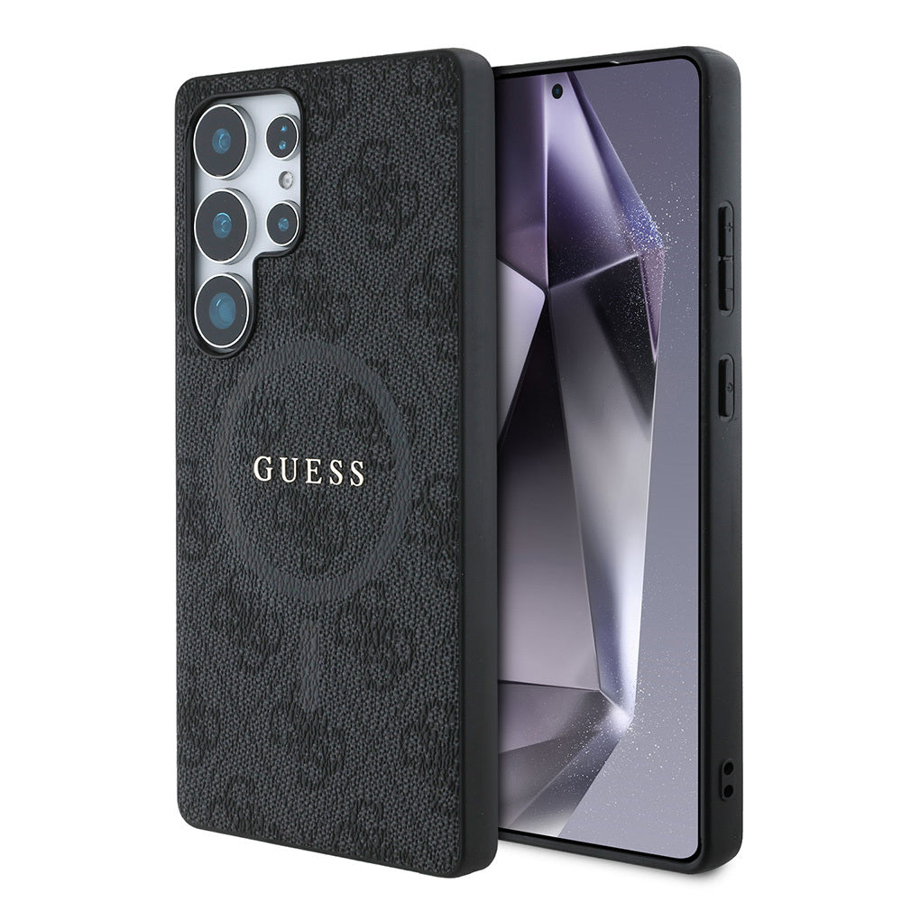 Guess Galaxy S25 Ultra Orjinal Lisanslı PU Halkalı 4G Desenli Yazı Logolu M-safe Kılıf