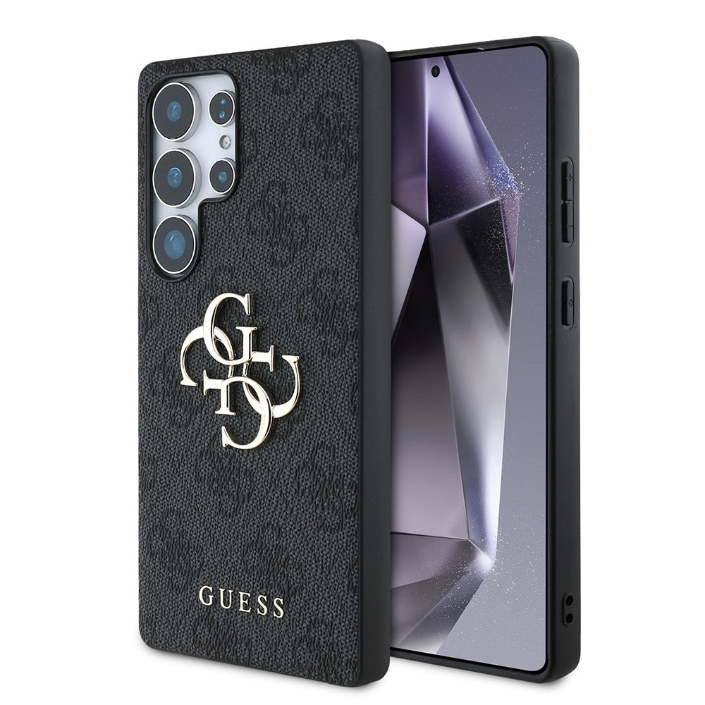 Guess Galaxy S25 Ultra Orjinal Lisanslı PU Deri 4G Desenli Metal Büyük 4G ve Yazı Logolu Kılıf