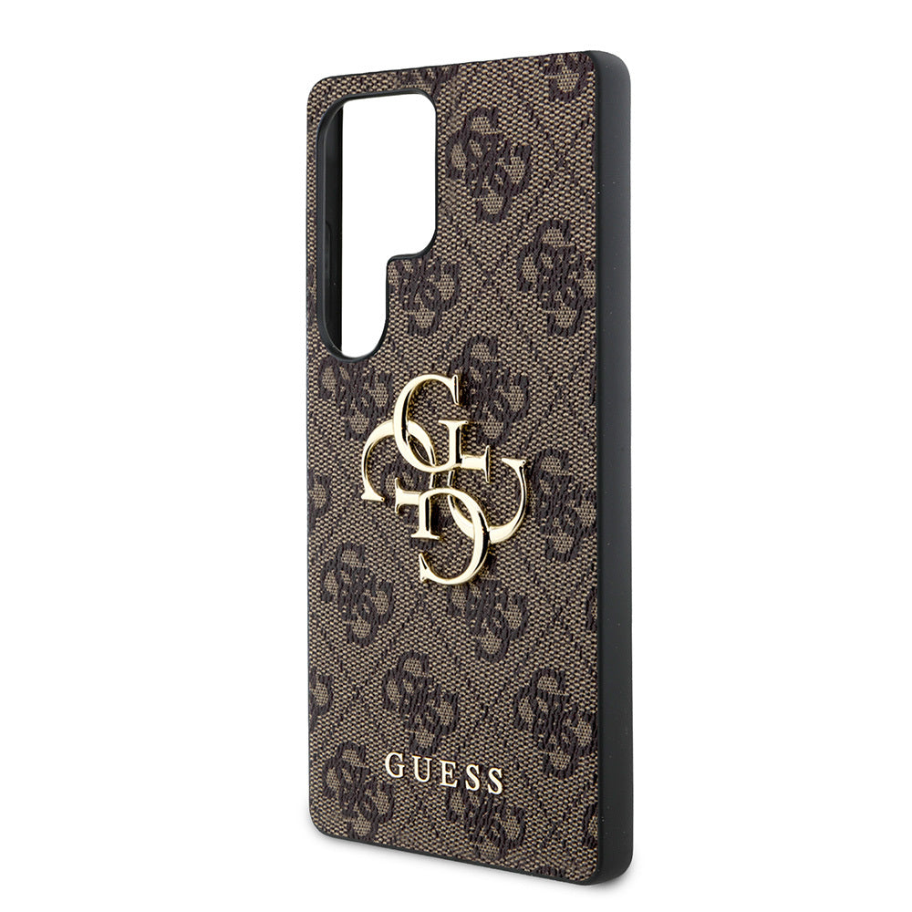 Guess Galaxy S25 Ultra Orjinal Lisanslı PU Deri 4G Desenli Metal Büyük 4G ve Yazı Logolu Kılıf