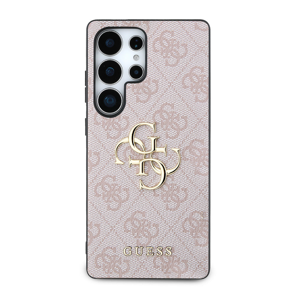 Guess Galaxy S25 Ultra Orjinal Lisanslı PU Deri 4G Desenli Metal Büyük 4G ve Yazı Logolu Kılıf