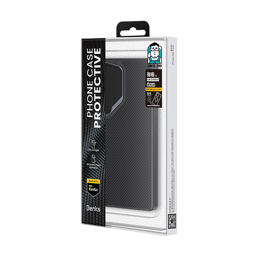 Benks Hybrid ArmorPro 600D Galaxy S25 Ultra Karbon Fiber M-safe Şarj Özellikli Kevlar Kılıf