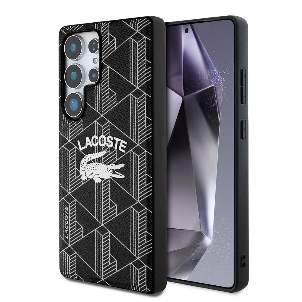 Lacoste Galaxy S25 Ultra Orjinal Lisanslı M-safe Şarj Özellikli Mono Vintage Logo Kılıf