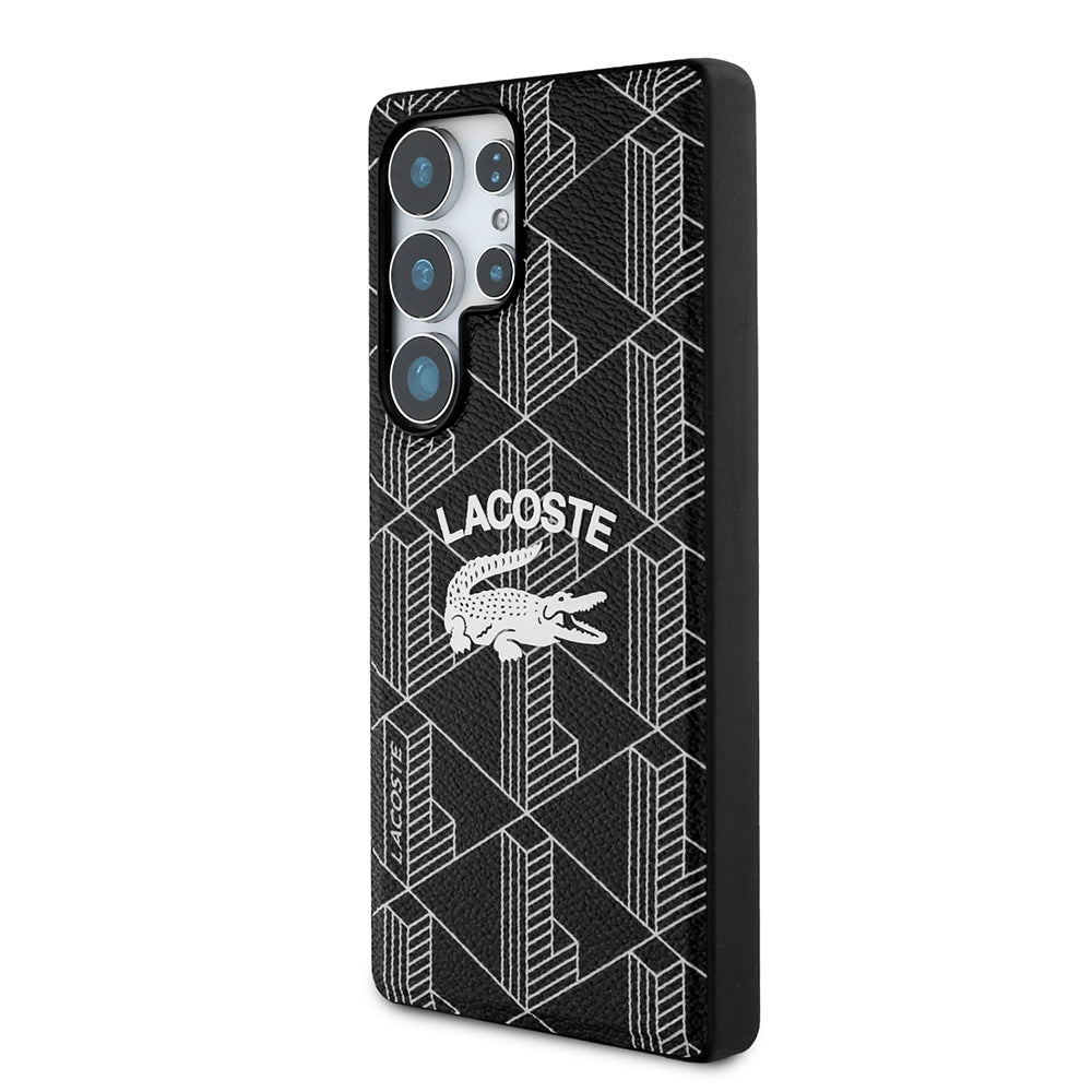 Lacoste Galaxy S25 Ultra Orjinal Lisanslı M-safe Şarj Özellikli Mono Vintage Logo Kılıf