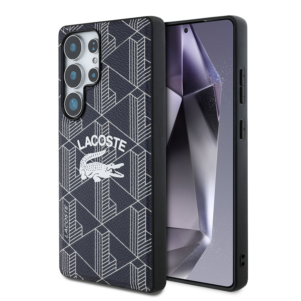 Lacoste Galaxy S25 Ultra Orjinal Lisanslı M-safe Şarj Özellikli Mono Vintage Logo Kılıf