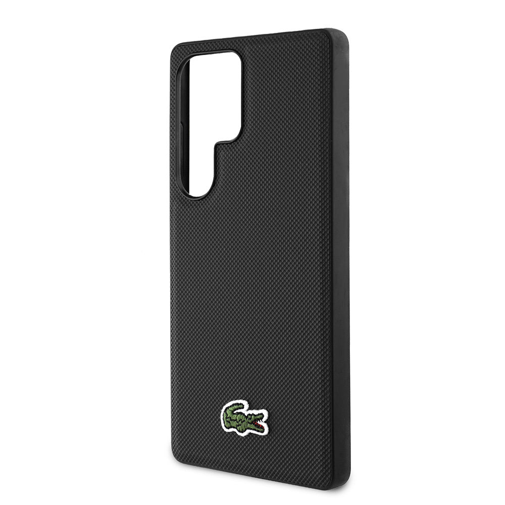 Lacoste Galaxy S25 Ultra Orjinal Lisanslı PU Pike Desenli Arka Yüzey İkonik Timsah Dokuma Logolu Kılıf