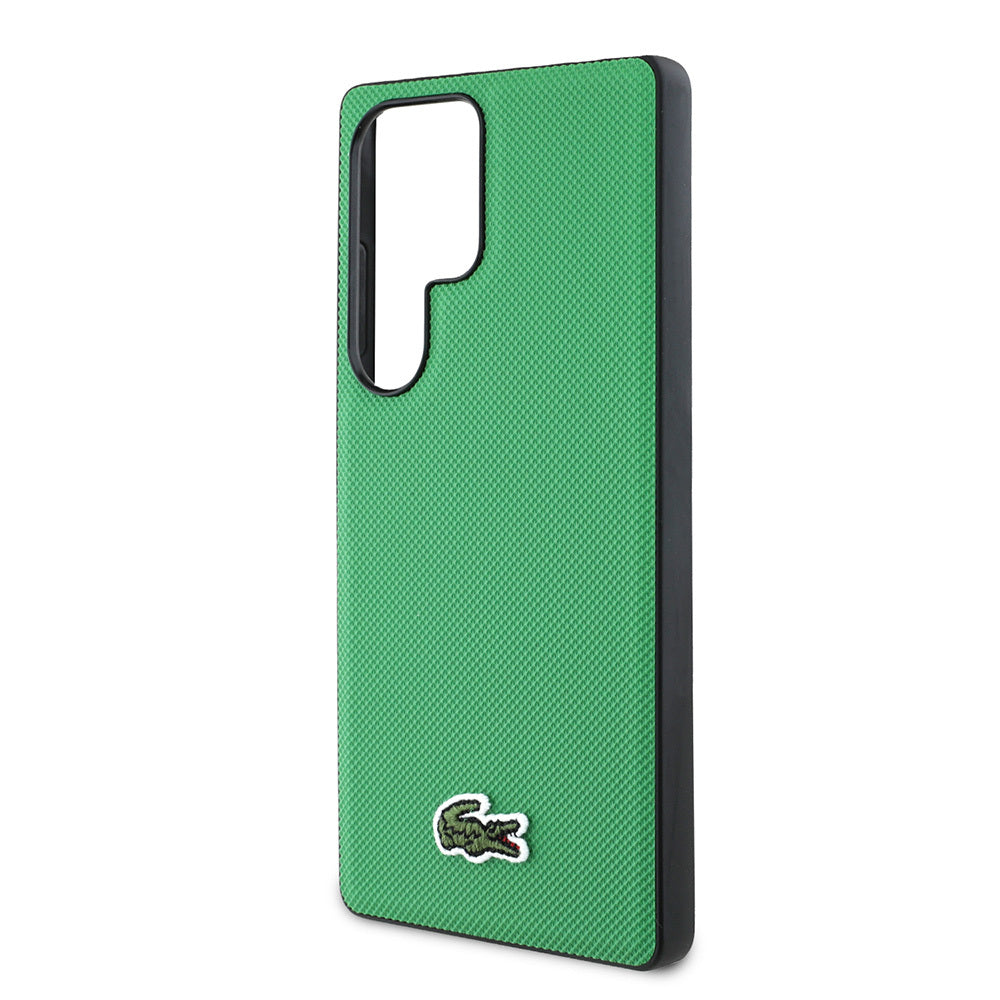Lacoste Galaxy S25 Ultra Orjinal Lisanslı PU Pike Desenli Arka Yüzey İkonik Timsah Dokuma Logolu Kılıf