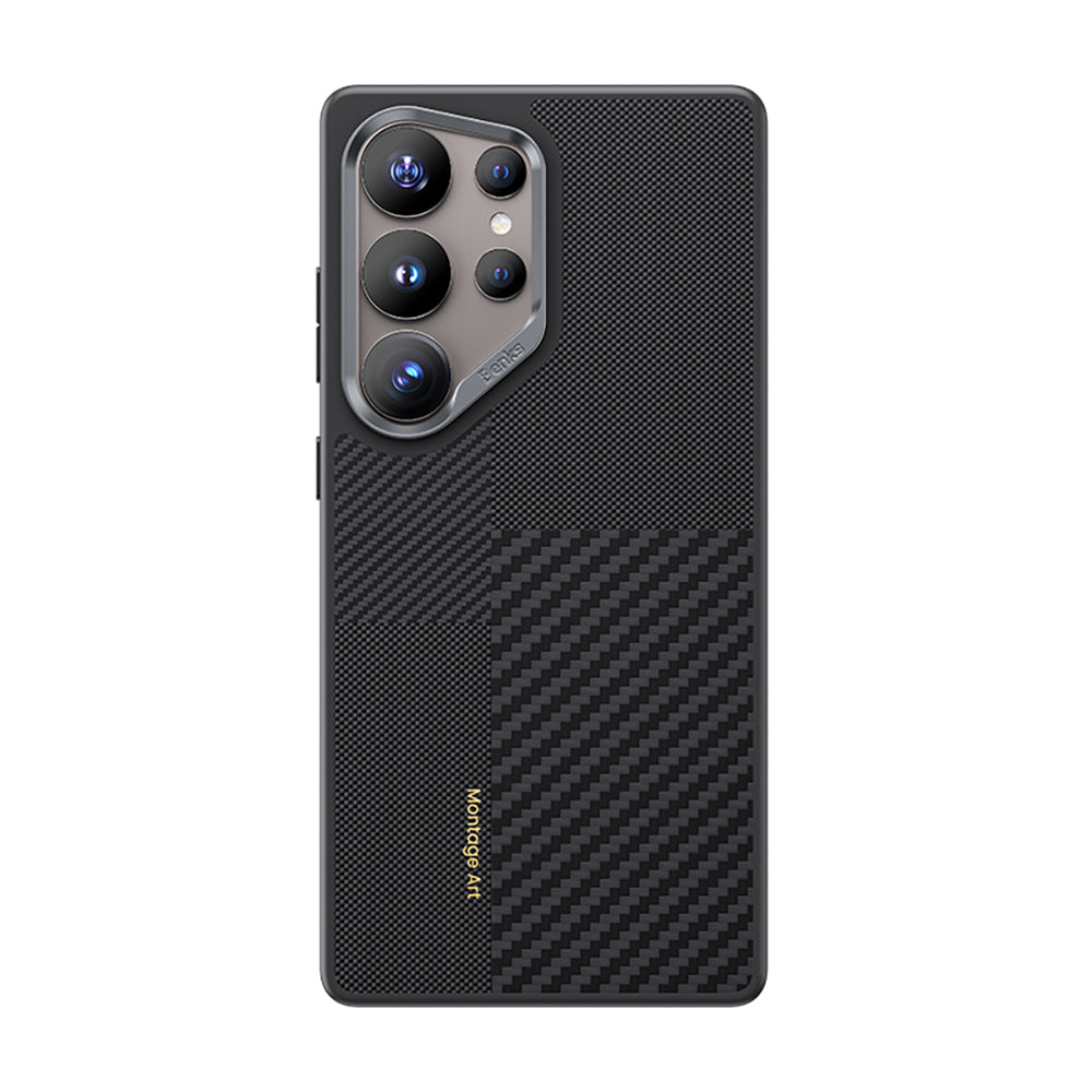Benks Montage Hybrid ArmorPro Galaxy S25 Ultra M-safe Şarj Özellikli Karbon Fiber Kevlar Kılıf