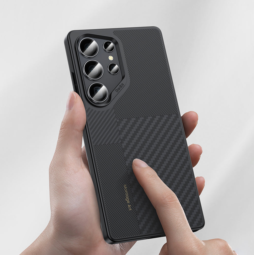 Benks Montage Hybrid ArmorPro Galaxy S25 Ultra M-safe Şarj Özellikli Karbon Fiber Kevlar Kılıf