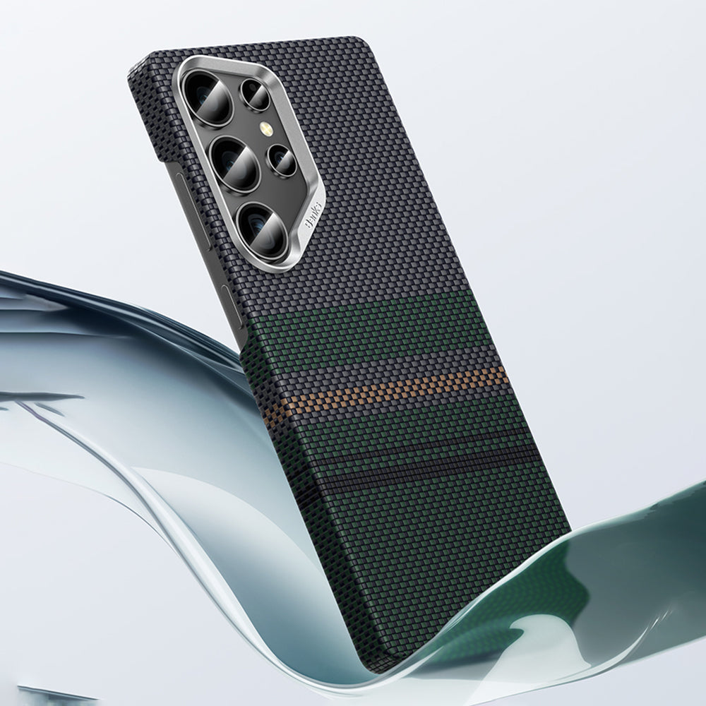 Benks Aurora ArmorAir Galaxy S25 Ultra M-safe Şarj Özellikli Karbon Fiber Tasarımlı Kevlar Kılıf