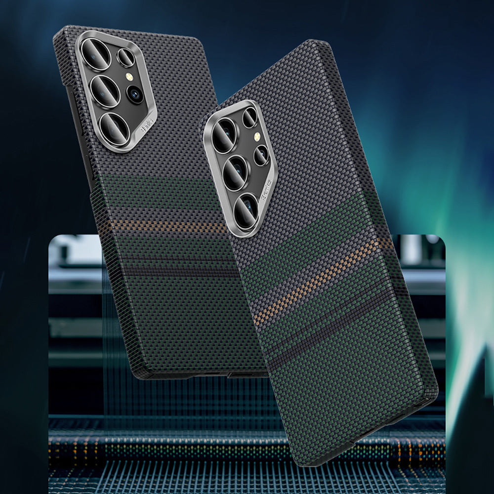 Benks Aurora ArmorAir Galaxy S25 Ultra M-safe Şarj Özellikli Karbon Fiber Tasarımlı Kevlar Kılıf