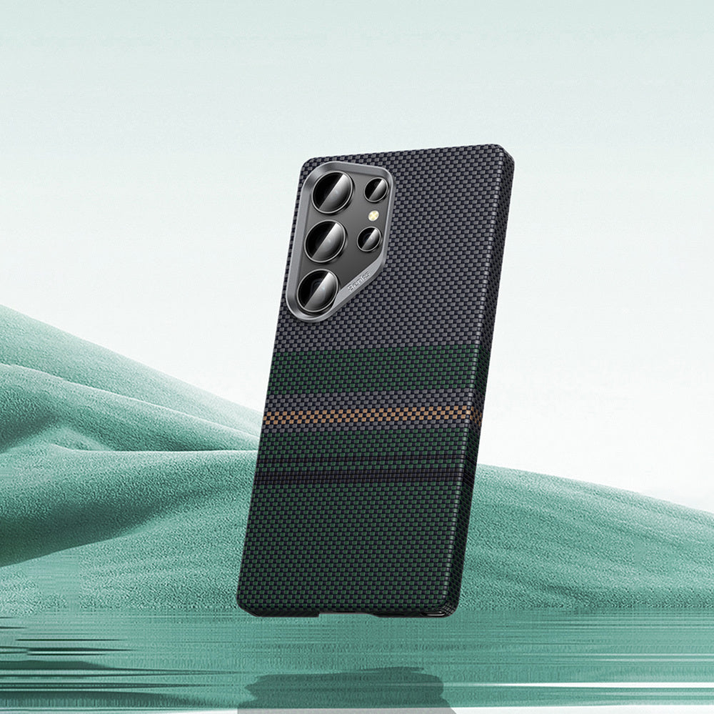 Benks Aurora ArmorAir Galaxy S25 Ultra M-safe Şarj Özellikli Karbon Fiber Tasarımlı Kevlar Kılıf
