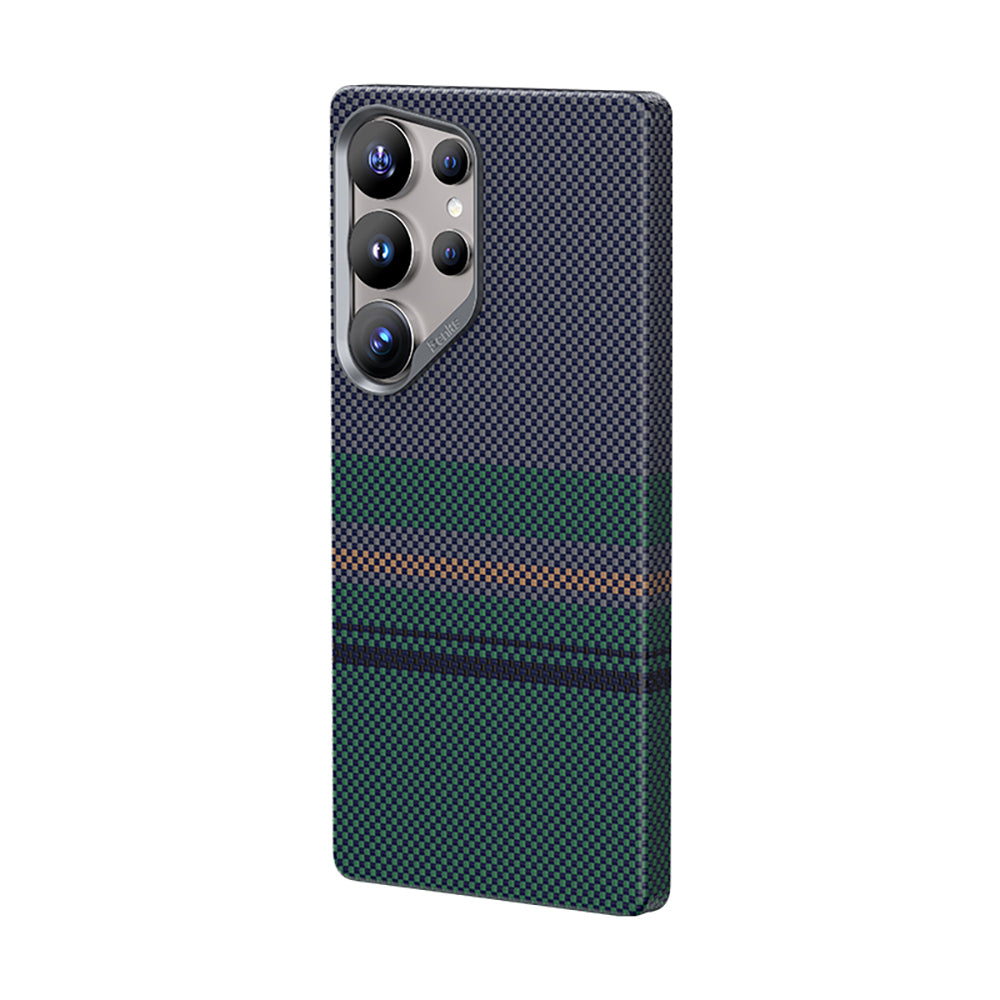 Benks Aurora ArmorAir Galaxy S25 Ultra M-safe Şarj Özellikli Karbon Fiber Tasarımlı Kevlar Kılıf