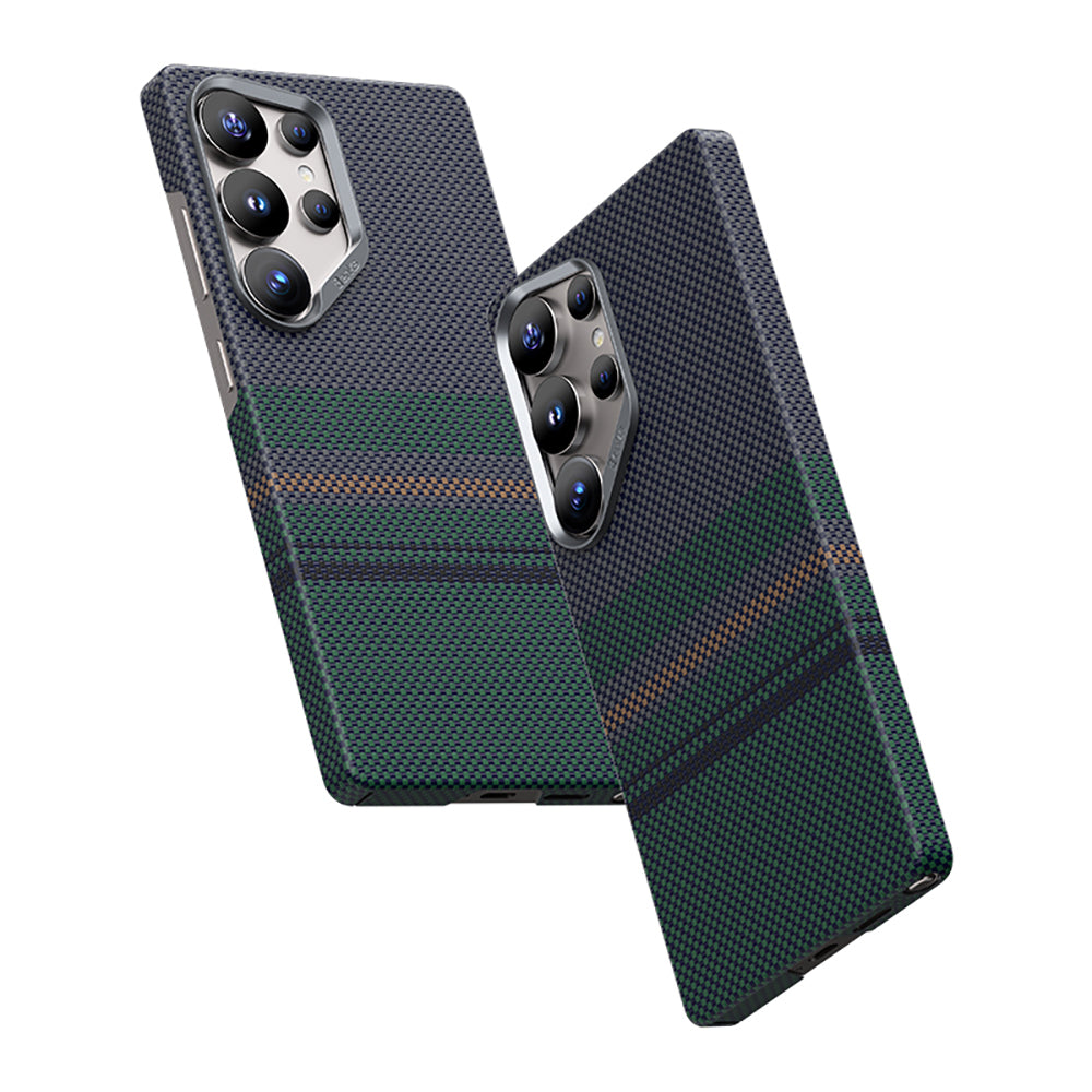 Benks Aurora ArmorAir Galaxy S25 Ultra M-safe Şarj Özellikli Karbon Fiber Tasarımlı Kevlar Kılıf