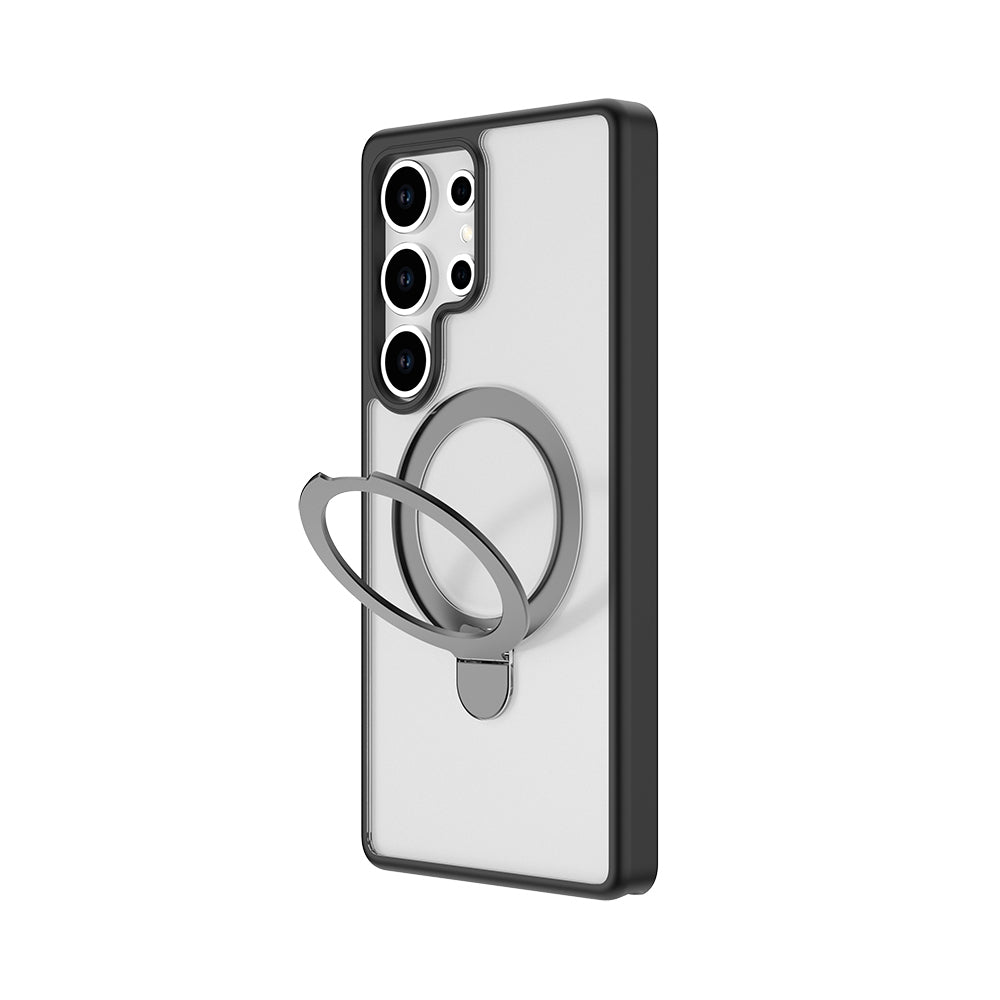 Raptic Air Stand Serisi Galaxy S25 Ultra M-safe Şarj Özellikli Buzlu Transparan Tasarımlı Standlı Kılıf