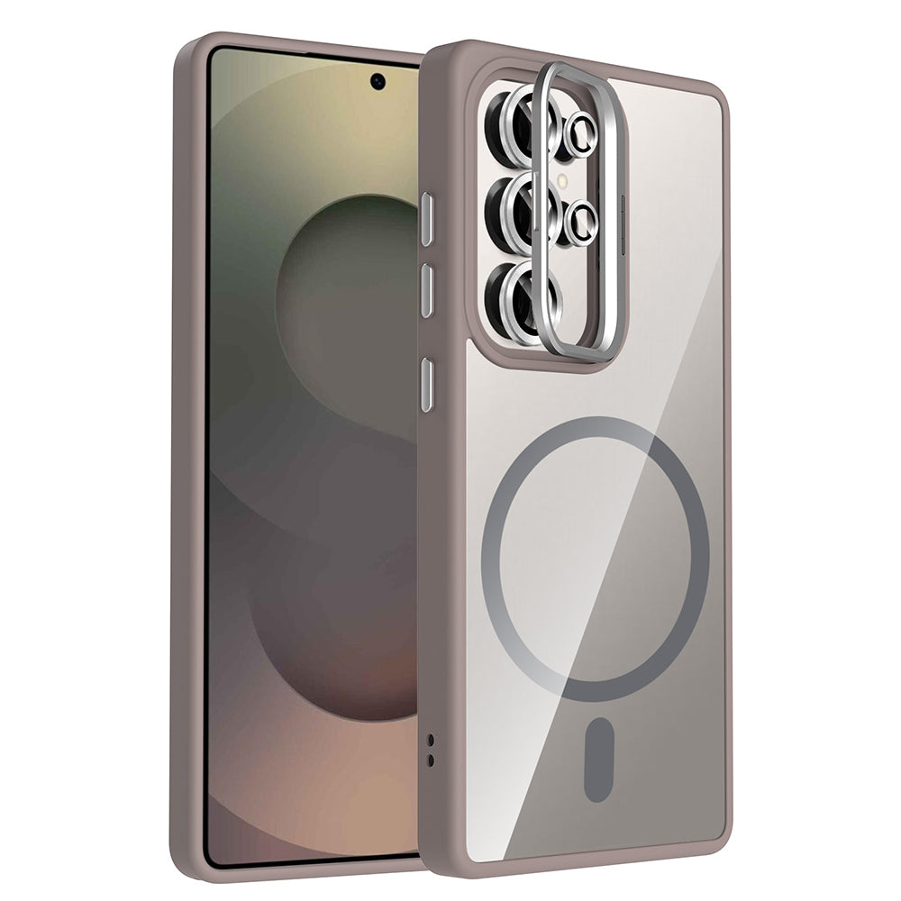 Cepax Galaxy S25 Ultra Standlı ve Kamera Lens Hediyeli M-Safe Şarj Özellikli Etro Kılıf