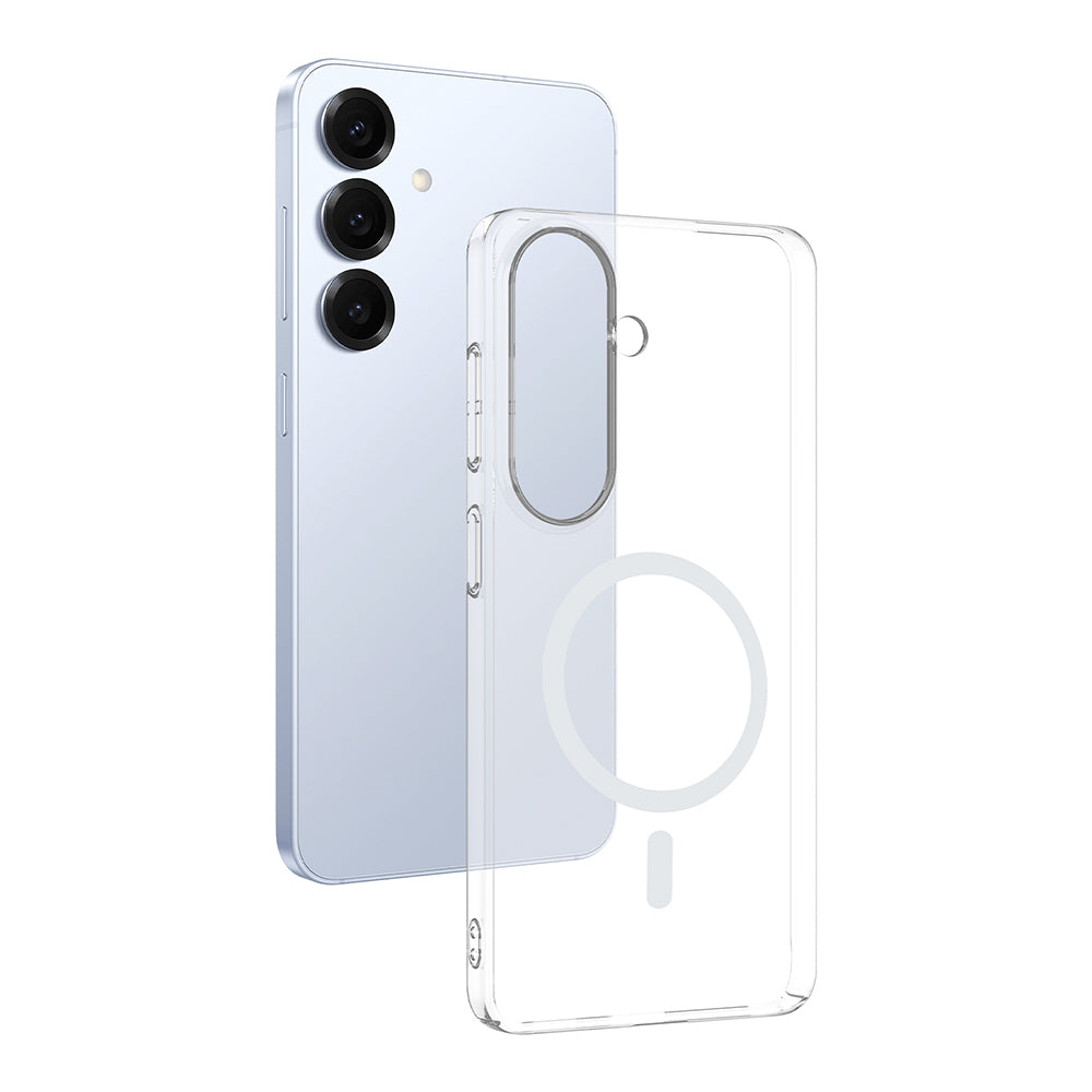 Cepax Galaxy S26 Plus Kamera Korumalı M-Safe Şarj Özellikli Şeffaf London Sert PC Kılıf
