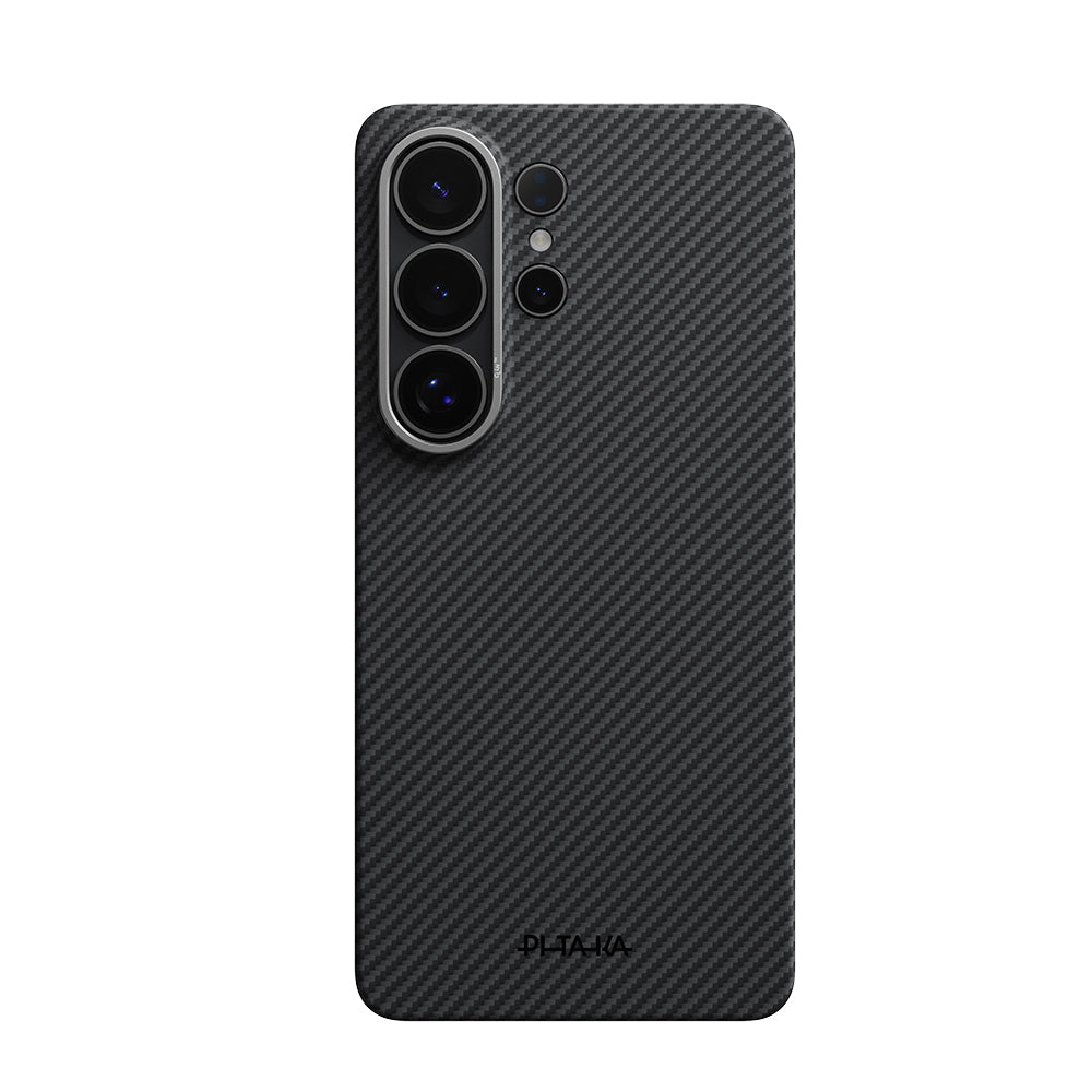 Pitaka Ultra-Slim Classic Serisi Galaxy S26 Ultra Kılıf M-safe Şarj Özellikli 600D Aramid Fiber Black-Grey Twill Kılıf