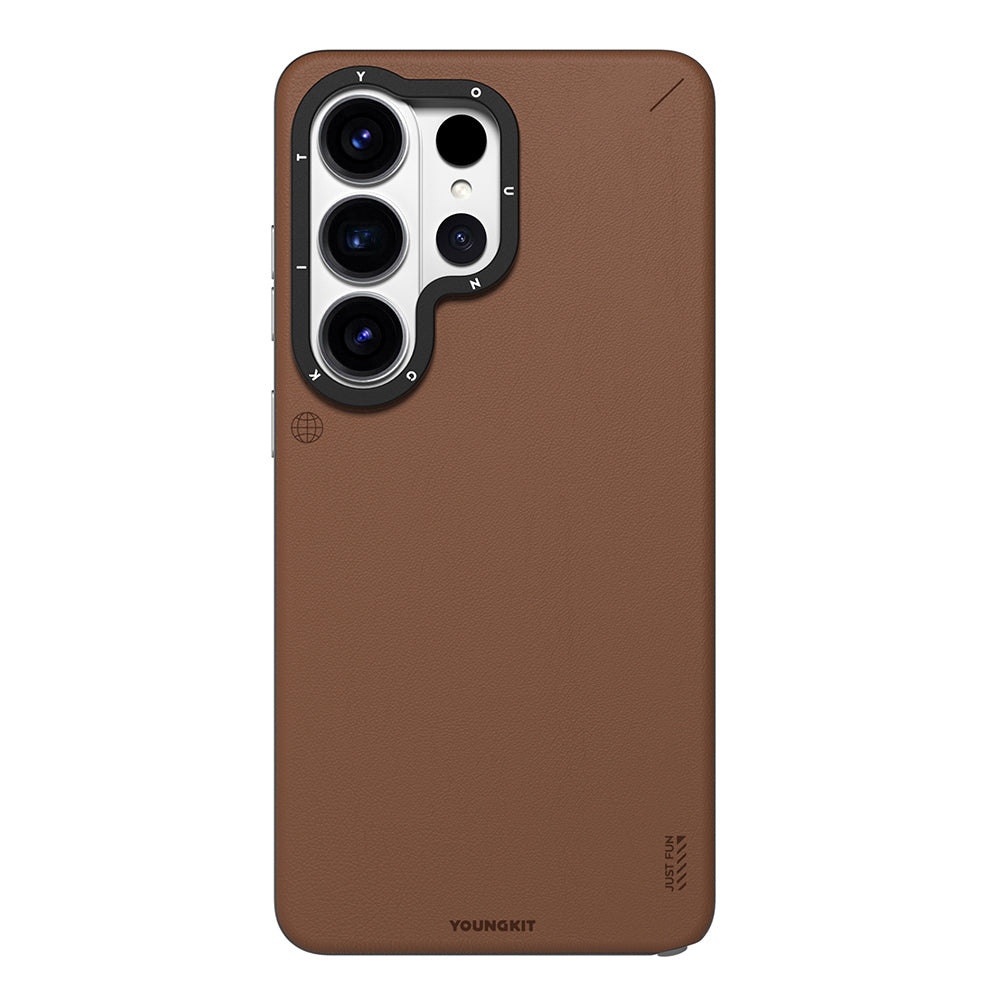 Youngkit Tech Fashion Serisi Galaxy S26 Ultra M-safe Şarj Özellikli Basit Mat Deri Desenli Kılıf